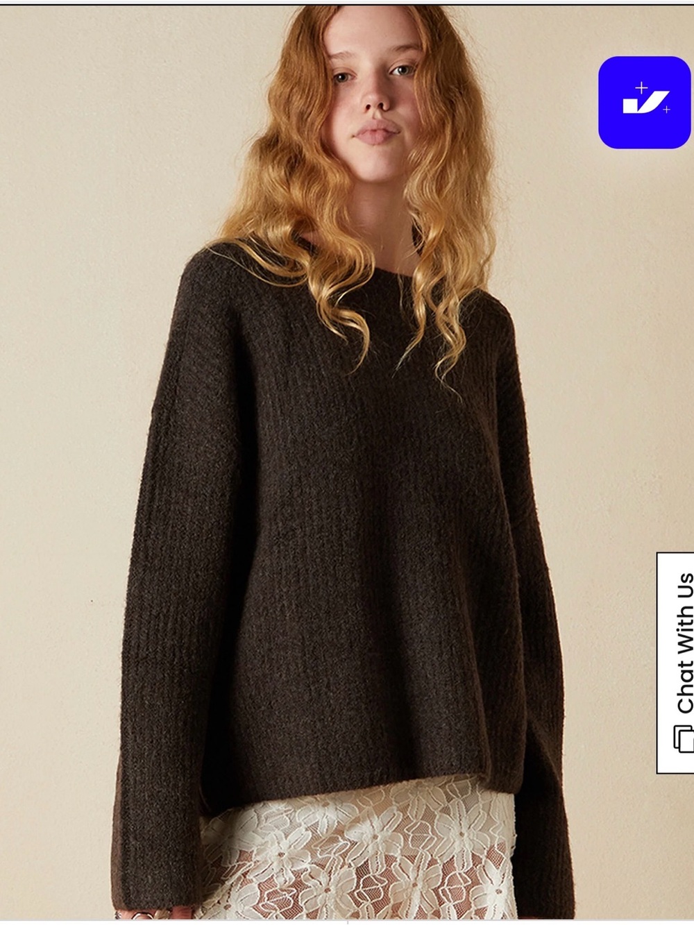 Relaxed Brown Crewneck Women's Sweater